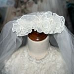 Stunning Vintage 1960s Embroidered Lace Wedding Gown & Veil! White Size 10 Photo 2