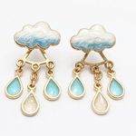 Rain Cloud Storm Enamel Rhinestone Crystal Stud Earrings, Cute Spring Summer Photo 0