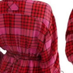 Free People  pacific dawn red plaid button down shirt s Photo 0