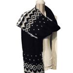Cejon Knitted Black & White Pearl Detail Blanket Knit Warm Scarf Women Photo 2