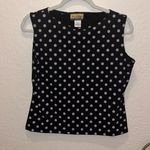 Vintage Y2K Women's Black off White Polka Dot Sleeveless Top • modest • business Size L Photo 1