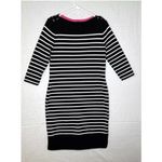 Ralph Lauren Knit Sweater Dress Women Medium Stripe Black/White 3/4 Sleeves Photo 1