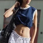 Free People #87 NWT Don't Sweat It Muscle Tank in Midnight Navy Photo 1