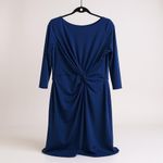 Ralph Lauren Lauren Womens 3/4 Sleeve Blue Twist Knot Dress Size 16 Polyester/El Photo 1