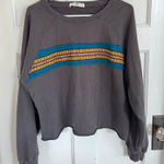 Natural Life  gray embroidered stripe sweatshirt size small/medium Photo 0