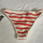 Aerie  Crocheted bikini bottoms  NWT Cream and orange/red stripes Size XXS Photo 3