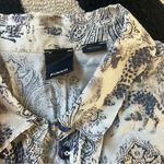 PINKO White Blue Panther Print Long Sleeve Midi Dress Size 8 Photo 12