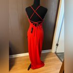 Lulus NWT M‎   Romantic Thought Red Cowl Neck Lace Up Maxi Dress Photo 5