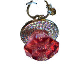 Betsey Johnson Pink Crystal Ring Pop Purse Charm Clip Key Ring Nwt Photo 2
