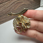 Signed ORA Daughter Of The Nile Scimitar & Rose Brooch Pin Rhinestone Vintage Gold Photo 10