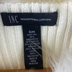 INC Ivory & Tan Faux Fur Front Knit Ribbed Sleeveless Vest Top S/M Size undefined Photo 4