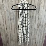 Urban Outfitters White Grid Plaid Check Print Scarf Fringe Soft Womens One Size Photo 3