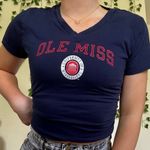 Russell Athletic Vintage University of Mississippi Ole Miss V-neck Baby Tee Photo 1