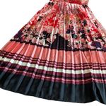Dalia MacPhee Floral Pleated Printed Midi Dress Satin Sweetheart Size Medium Red Photo 8
