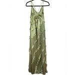 Show Me Your Mumu Womens Romance Ruffle V Neck Moss Green Satin Maxi Dress Sz XL Photo 3