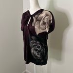 Elie Tahari purple, black & white silk sleeveless top size S Photo 2
