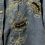Vintage Club Z Embroidered/Rhinestone Denim Button Up Sz S Photo 1