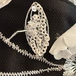 Eliza J Women's 3D-Floral Tie-Waist Halterneck Gown Black White Sz 14 Photo 9