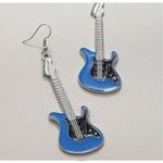 Zinc Alloy Guitar Design Drop Earrings Blue Photo 1