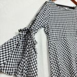 Ann Taylor Loft S Gingham Plaid Tied Bell Sleeve Top Picnic Cottage Prairie Cute Photo 1