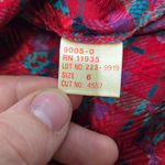 Vintage 80s Halston III Silk Floral Plaid Dress Red Pink Teal Belted Midi Size 4 Photo 4