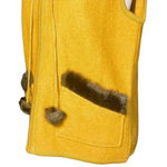 Vintage 90s Mustard 100% Boiled Wool Brown Faux Fur Collar Vest. Size Medium EUC Yellow Photo 5