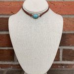 Floral Steer Skull and Faux Turquoise Choker Necklace Set Silver Photo 2