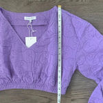 Emory park  Long Sleeve Quilted‎ Crop Top - Size M - Purple - NWT Photo 6