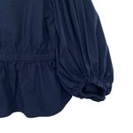 Banana Republic Cinched Waist Bishop Sleeve Top Navy Blue Photo 1