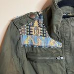 Embroidered Army Green Military Style Boho Utility Jacket Size L Photo 3