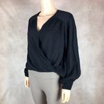 Free People  Black Faux-Wrap Top NEW XS Photo 10