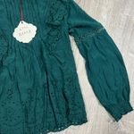 Knox Rose  Women's Dark Green Long Sleeve Eyelet Blouse - Size Small - NWT Photo 4