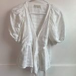 Urban Outfitters  White Plaid Puff Sleeve Wrap Blouse Photo 1