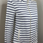Lilly Pulitzer Striped Full Zip Sz XS Jacket Navy White Gold Trim Nautical Coat Photo 0