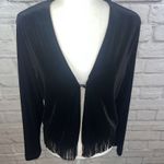 My Michelle  Black Velvet Long Sleeve Fringe Evening Dressy Goth Cardigan Large Photo 6