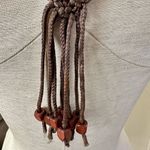 Blue beaded brown cord boho necklace Photo 5