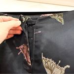 Vintage Black Satin Butterfly Embroidered Beaded Fringe high Waist Pant Y2K Size 6 Photo 3