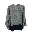 Talbots  3X Black White Houndstooth Button Top Roll Tab Sleeve Semi Sheer Tunic Photo 5