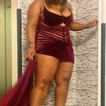 Velvet Sweetheart Dress with Train Red Size 14 Photo 2