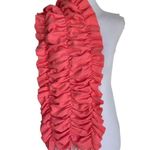 So Soft! Smocked Ruffled Coral Acrylic Scarf With Fringe Cashmere Feel Pink Photo 4