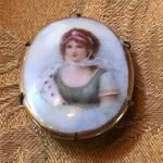 Vintage Hand painted brooch Blue Photo 0