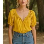 DÔEN Yellow Puff Sleeve Blouse XXS Clementine Organic Cotton Top Photo 0