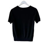 Paloma Black Merino Wool Crewneck Soft Luxury Short Sleeves Knit Top SZ MP #2050 Photo 4