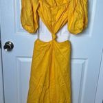 Farm Rio Linen Blend Yellow Off The Shoulder Cut Out Short Sleeve Midi Dress XS Photo 1