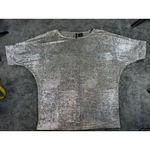 New Directions Metallic Silver Shimmer Dolman Sleeve Top Photo 3