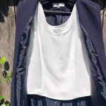 Tahari  by Arthur S Levine Long Blue Coat with matching white blouse 12 Photo 4