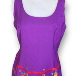 Vintage Deborah Laws Dress Purple Mexican Fiesta Embroidered Linen Blend Maxi Size 10P Photo 1