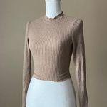 SheIn | Tan Ribbed Long Sleeve Crop Top Sz S Photo 3