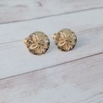 Vintage Napier Clip On Earrings Gold Tone Sand Dollar 0.75" Photo 2