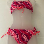 California Waves  Hot Pink Tie Dye Size Large Bandeau Top & Bikini Bottom Photo 0